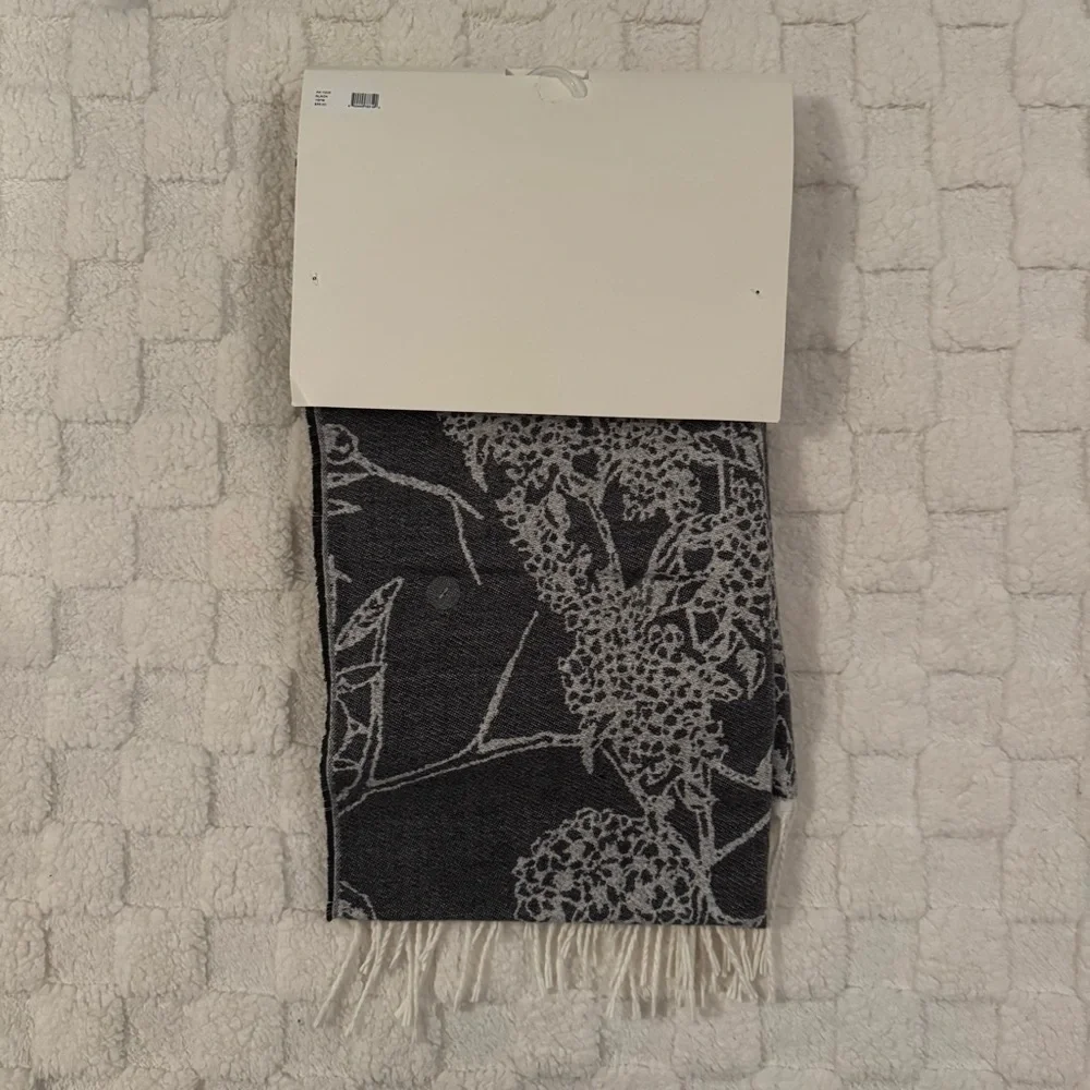 Anne Klein Dark Gray Scarf and Black Beanie Bundle Set, Adult OS NWT